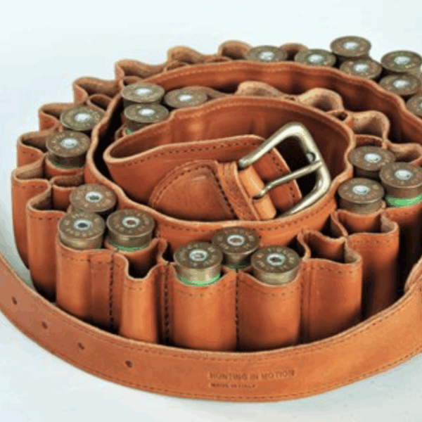 133 Cartuccera fucile cuoio marrone 51 celle sovrapposte