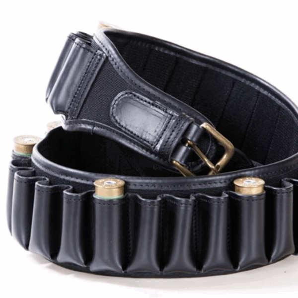 612 Cartuccera fucile Cordura Black con 30 celle cuoio