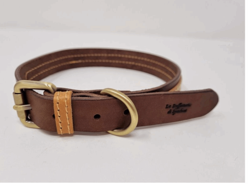 432 Collare in cuoio color marrone e cognac 3,0x72 - immagine 3