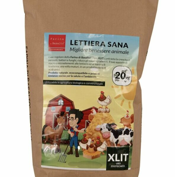 FARINA DI BASALTO TIPO XLIT da 20 Kg, migliora l'ambiente zootecnico e ottimizza i processi agricoli